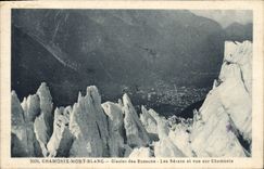 CPA Chamonix Mont Blanc Glacier des Bossons les Seracs et vue sur Chamonix 