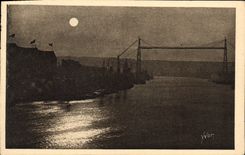 CPA La Douce France Rouen Le Pont transbordeur au clair de lune 