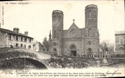 CPA Le Puy l'ensemble de l'Eglise Saint Pierre des Carmes et du vieux pont cintre du Dilaizon 