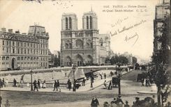 CPA Paris Notre Dame et Quai Saint Michel 