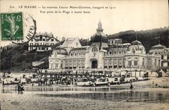 CPA Le Havre Le nouveau Casino Marie Christine Vue prise de la Plage a maree basse 
