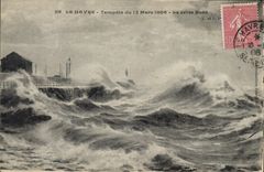 CPA Le Havre Tempete du 13 Mars 1906 La Jetee Nord 