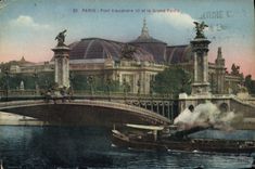 CPA Paris Pont Alexandre III et le Grand Palais Bateau