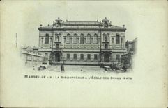 CPA Marseille La Bibliotheque et l'Ecole des Beaux arts 