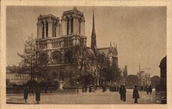 CPA Les Petits Tableaux de Paris La Cathedrale Notre Dame et le quai de Montebello 