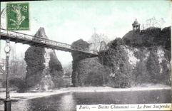 CPA Paris Buttes Chaumont Le Pont Suspendu 