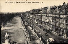 CPA Paris La Rue de Rivoil et le Jardin des Tullerles 