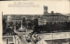 CPA Paris Place du Chatelet Theatre Sarah Bernhard et la Tour St Jacques 