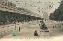 CPA Paris le Jardin des Tuileries et la Rue de Rivoli 