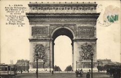CPA Paris Arc de Triomphe de l'Etoile 8e arr sur ses faces 4 groupes le Depart de Rude la Resistance