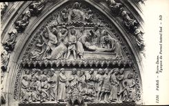 CPA Paris Notre Dame Tympan du portail lateral Sud 