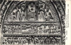 CPA Paris Notre Dame facade Tympan du portail de Droite 