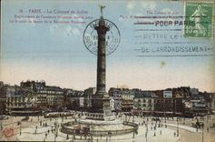 CPA Paris la Colonne de Juillet Emplacement de l'ancienne forteresse dont la prise fut le point de d