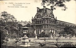 CPA Paris les jardins du Louvre vue artistique 