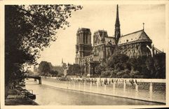 CPA Paris en flanant Notre Dame et le Square de l'Archeveche 