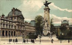CPA Paris le Monument de Gambetta et le Louvre 
