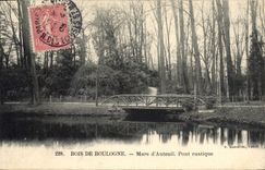 CPA Bois de Boulogne Mare d'Auteuil Pont rustique 