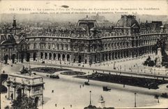 CPA Paris le Louvre l'Arc de Triomphe du Carrousel et le Monument de Gambetta 