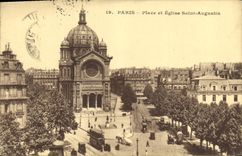 CPA Paris Place et Eglise Saint Augustin 