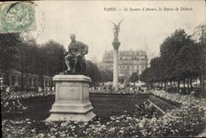 CPA Paris Le Square d'Anvers la Statue de Diderot 