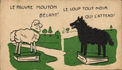 CPA Le pauvre mouton Le loup tout noir 