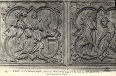 CPA Paris La Seinte Chapelle detail du Portail de la Loggia Sacrifice des enfants de Noe 