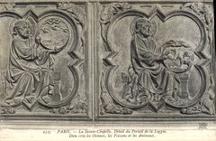 CPA Paris La Seinte Chapelle detail du Portail de la Loggia Dieu crea les Oiseaux les Poissons et le