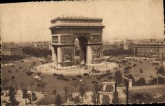 CPA Paris La Plage de l'Etoile et l'Arc de Triomphe 