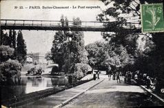 CPA Paris Buttes Chaumont Le Pont suspendu 