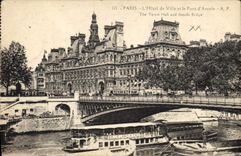 CPA Paris l'Hotel de Ville et la Pont d'Arcole