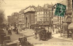 CPA Paris La Porte et le Boulevard Saint Martin X 