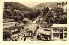 CPA Chatelguyon Entree du Parc Pharmacie Cafe du Bresil Brazil