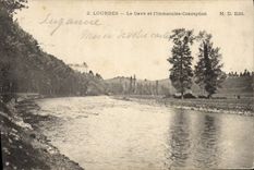 CPA Lourdes Le Gave et l'Immaculee Conception 