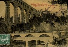 CPA Environs d'Aix en Provence Roquefavour Les Trois Ponts Train a vapeur