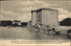 CPA Tarascon chateau dit du roi Rene Cote de Rhone dont la construction fut commencee le 27 Novembre