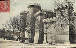 CPA Tarascon Chateau dit du Roi Rene Cote de la Ville dont la construction fut commencee le 27 Novem