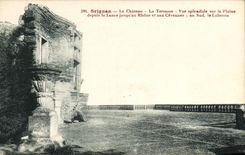 CPA Grignan le Chateau la terrasse vue splendide sur la Plaine depuis la Lance jusqu'au Rhone et aux
