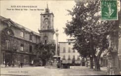 CPA Aix en Provence Place de l'Hotel de ville Tour de l'Horloge 