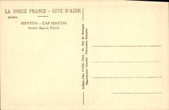 CPA La Douce France Cote d'Azur Menton Cap Martin Sentier dans la Pinede 