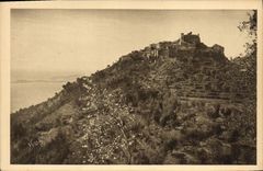 CPA La Douce France Cote d'Azur Eze A M Le Village vue de la Route de la Nouvelle Corniche de Nice a