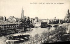 CPA Metz Portie de la Moselle Vue prise de l'Esplanade Bateau