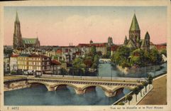 CPA Metz Vue sur la Moselle et le Pont Moyan 