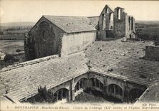 CPA Montmajour Bouches du Rhone Cloitre de l'Abbaye XII siecle et l'eglise Notre Dame 