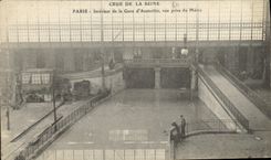 CPA Crue de la Seine Paris interieur de la Gare d'Austerlitz vue prise du Metro 