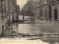CPA Paris Inonde Cliche 28 Janvier 1910 Aspect de la Rue de Lille 