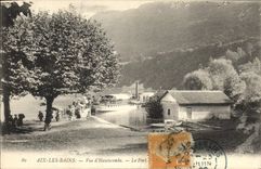 CPA Aix les Bains vue d'Hautecombe le port Bateau