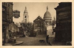 CPA Paris en Flanant Montmartre Le Sacre Coeur vu de la Place du Tertre 
