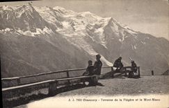CPA Chamonix Terrasse de la Flegere et le Mont Blanc 