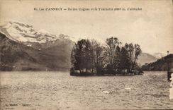 CPA Lac d'Annecy Ile des Cygnes et la Tournette 