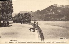 CPA La Savoie Annecy Le Jardin public le Lac la montagne de Veyrier et le Parmelan Peche Pecheur